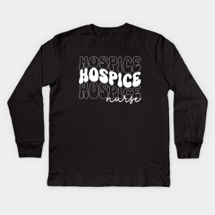 Retro Hospice Nurse Week Groovy Appreciation Day For Women Work Kids Long Sleeve T-Shirt